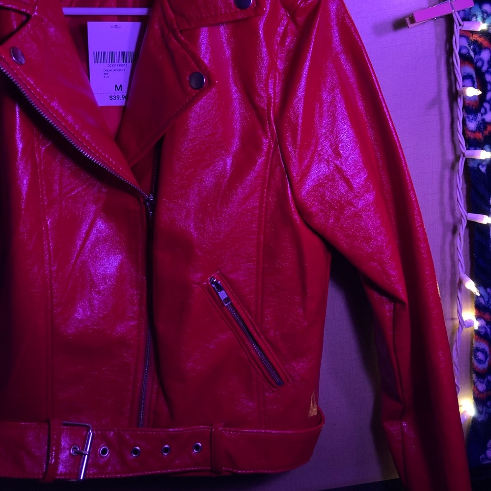 Red Leather Biker Jacket